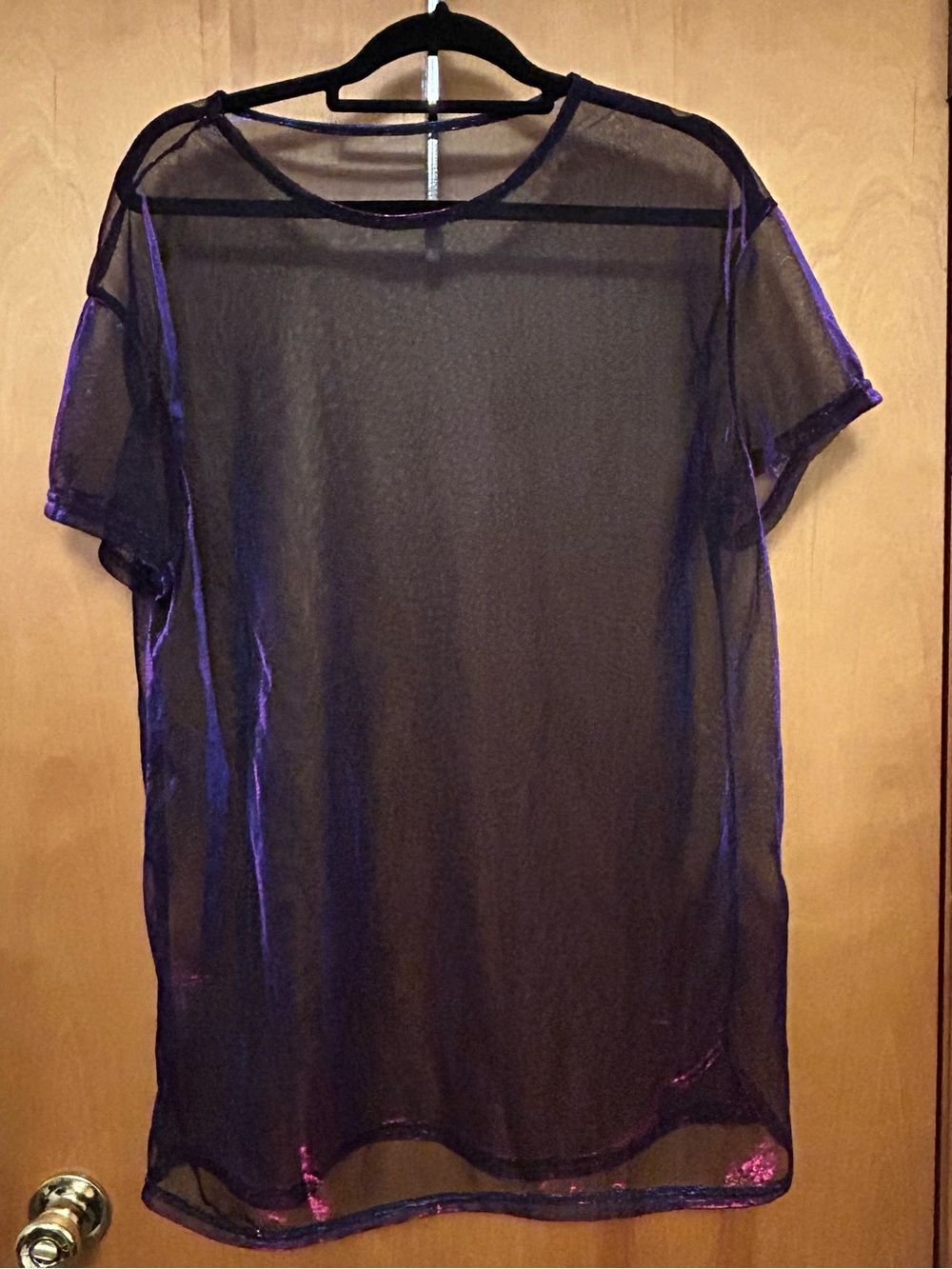 Iridescent purple and pink sheer top